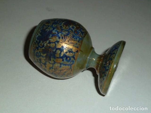 Vintage: Copa de madera decorada en azul y dorado. - Foto 7