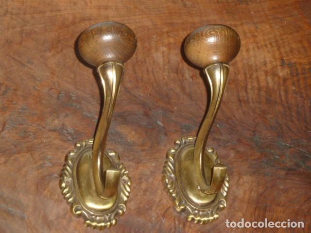 Vintage: Colgadores bronce con pomo de madera - Foto 9