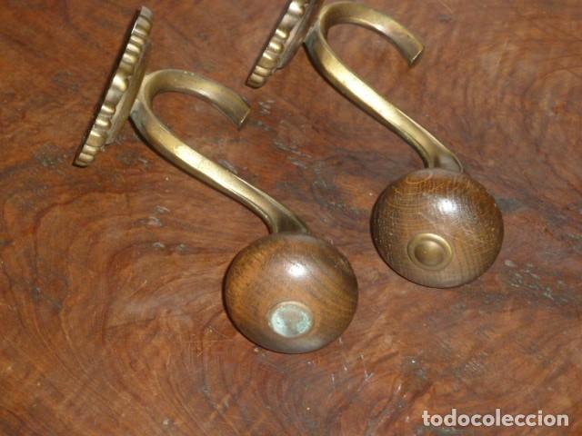 Vintage: Colgadores bronce con pomo de madera - Foto 11