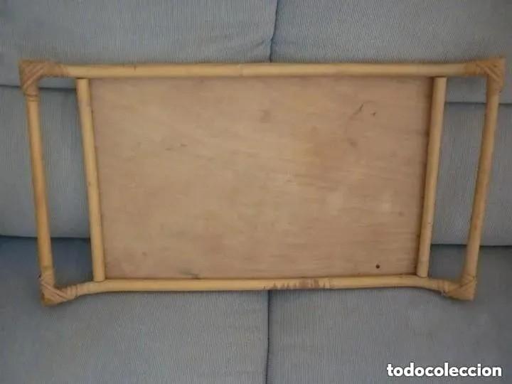 Vintage: BANDEJA DE MADERA CON BORDES Y ASAS DE RAT&Aacute;N / BAMB&Uacute; - Foto 1