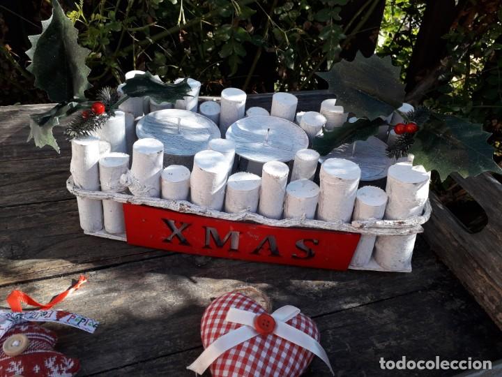 Vintage: Portavela navide&ntilde;o de madera - Foto 1