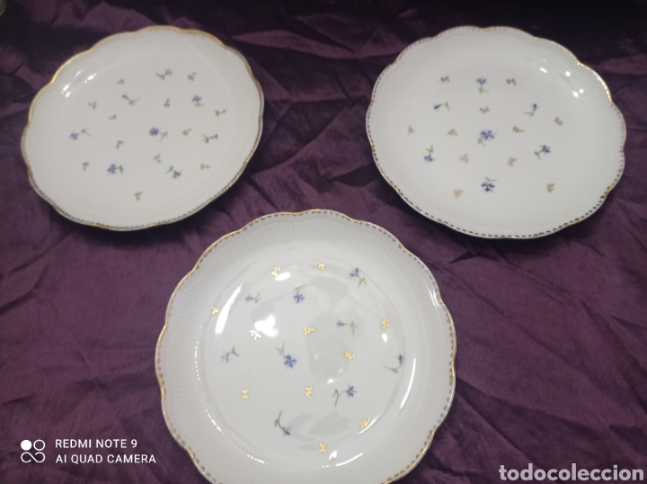 Vintage: Platos finos porcelana Bavaria floral y oro