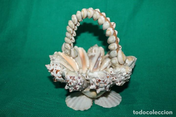Vintage: antigua cesta conchas - Foto 1