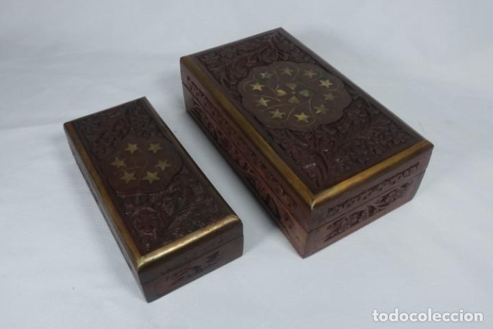 Vintage: Parejas de cajas de madera talladas a mano - Foto 5