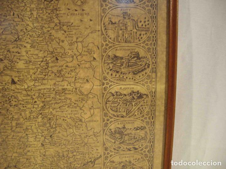 Vintage: CUADRO REPRODUCCION MAPA GALES - Foto 3