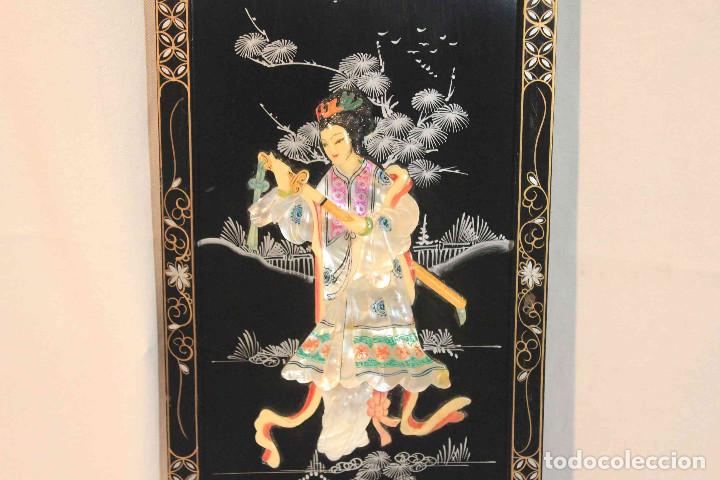 Vintage: CUADRO PIEDRA HUESO DAMA CON ESPADA - Foto 3