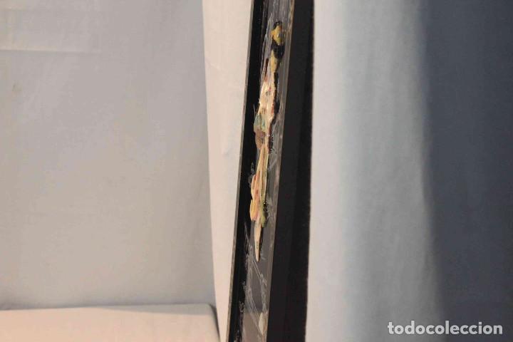 Vintage: CUADRO PIEDRA HUESO DAMA CON CESTO - Foto 5