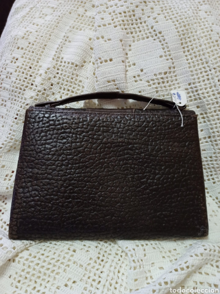 Vintage: Antiguo bolso de piel marr&oacute;n - Foto 2