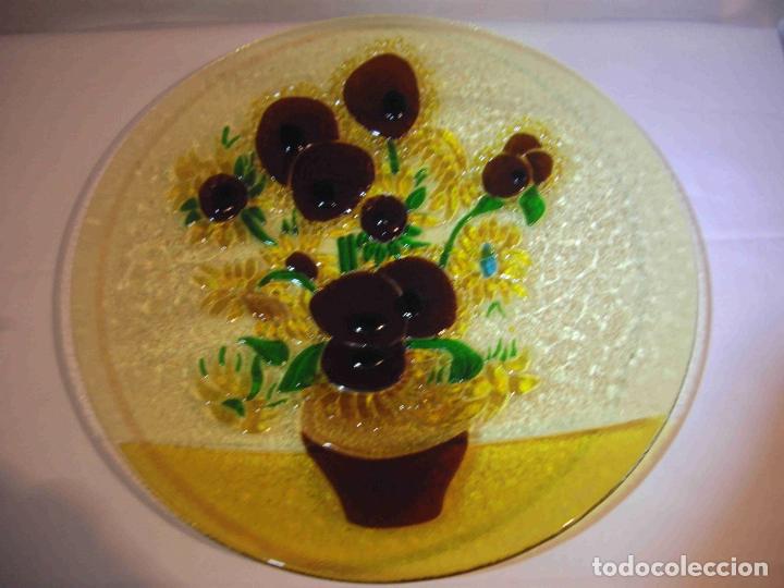 Vintage: CENTRO PLATO CRISTAL GIRASOLES - Foto 3