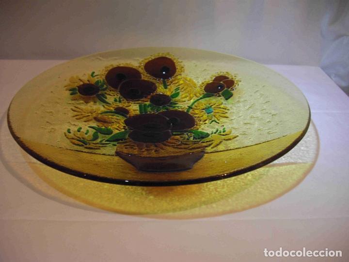 Vintage: CENTRO PLATO CRISTAL GIRASOLES - Foto 1