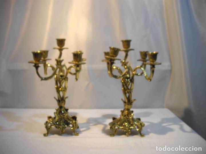 Vintage: PAR CANDELABROS BRONCE 31 - Foto 1