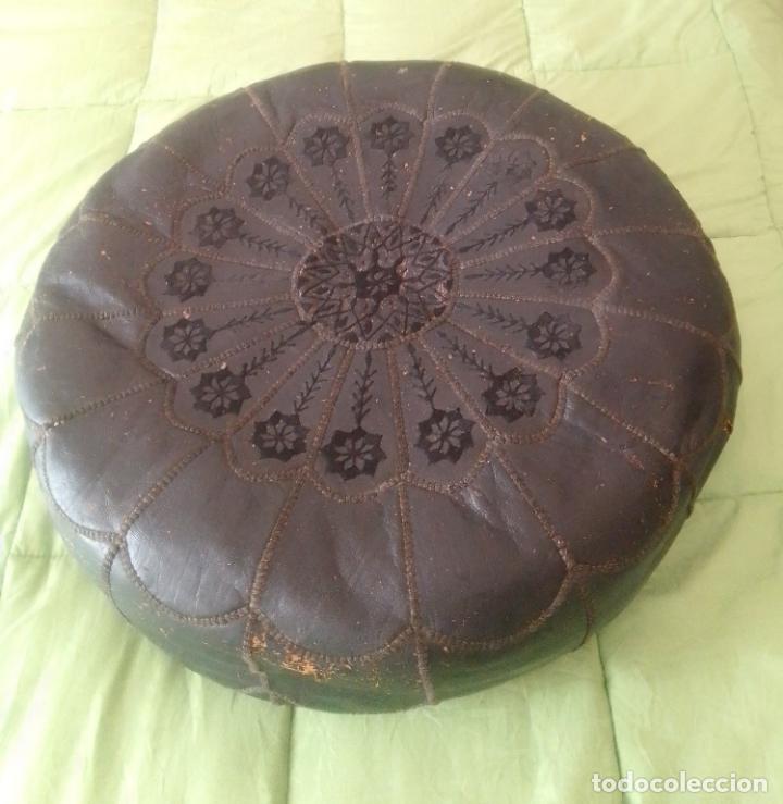 Vintage: Puff / puf de cuero negro - Foto 4
