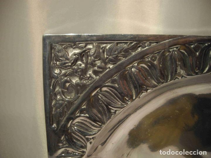 Vintage: BANDEJA ALUMINIO RECTANGULAR FLORES - Foto 2