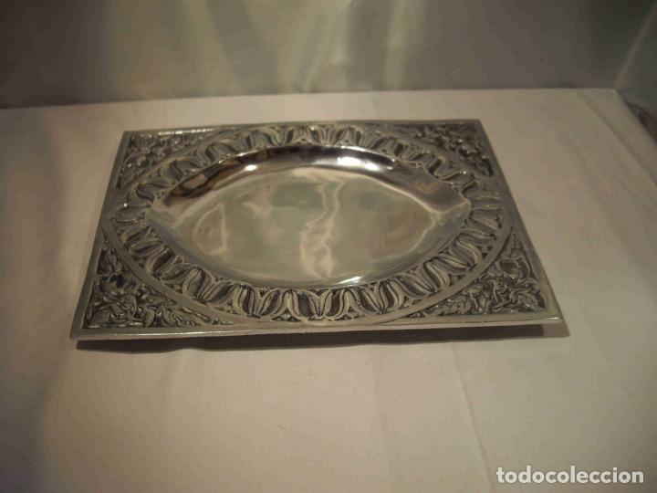 Vintage: BANDEJA ALUMINIO RECTANGULAR FLORES - Foto 3