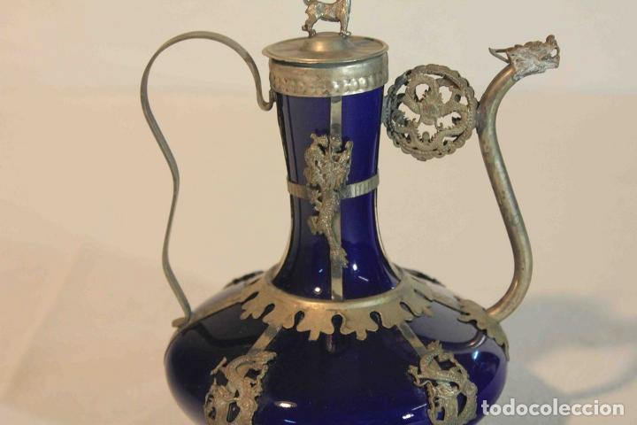 Vintage: TETERA CHINA AZUL Y METAL - Foto 4