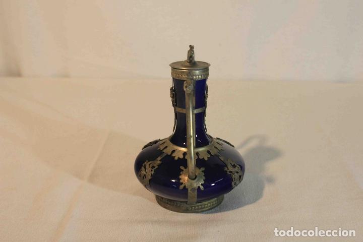 Vintage: TETERA CHINA AZUL Y METAL - Foto 5