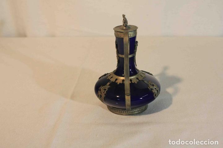Vintage: TETERA CHINA AZUL Y METAL - Foto 7