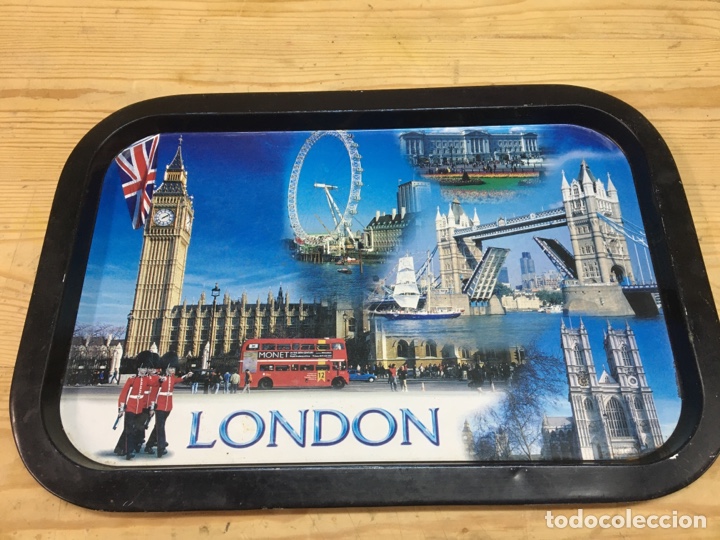 Vintage: Bandeja cafe metalica london( K)