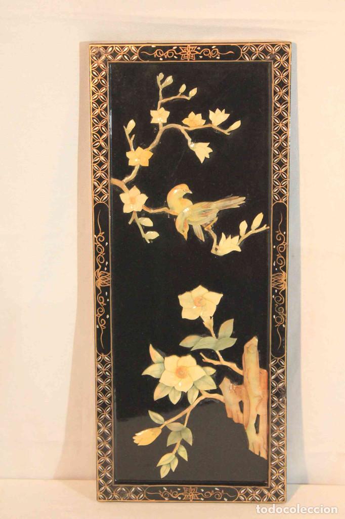 Vintage: CUADRO PIEDRA PAJARO FLOR IV - Foto 1