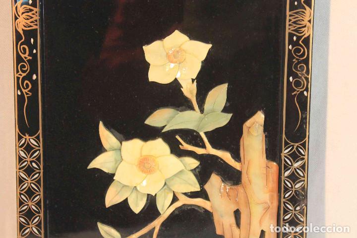 Vintage: CUADRO PIEDRA PAJARO FLOR IV - Foto 4