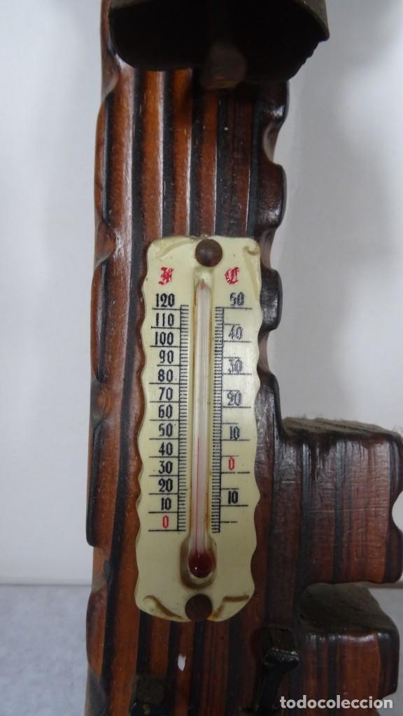 Vintage: DECORACI&Oacute;N LLAVE MADERA CON TERM&Oacute;METRO - Foto 2