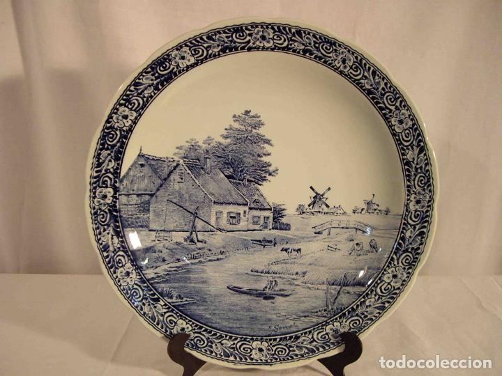Vintage: PLATO CENTRO MESA PORCELANA DELFT 4 - Foto 1
