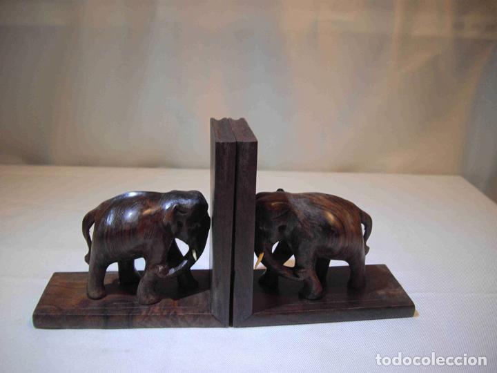 Vintage: SUJETALIBROS ELEFANTES MADERA - Foto 3