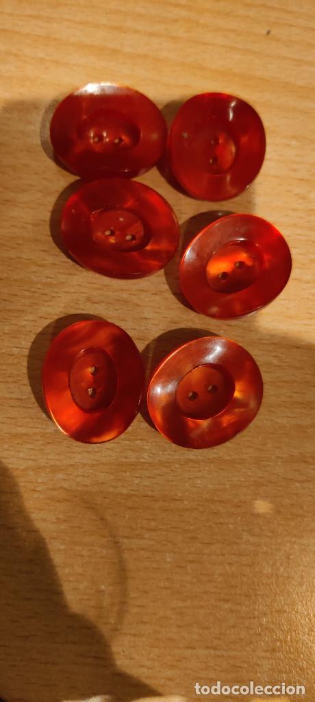 Lote de 6 botones grandes vintage marrón/rojo diámetro grueso 1 3/16  pulgadas referencia 273