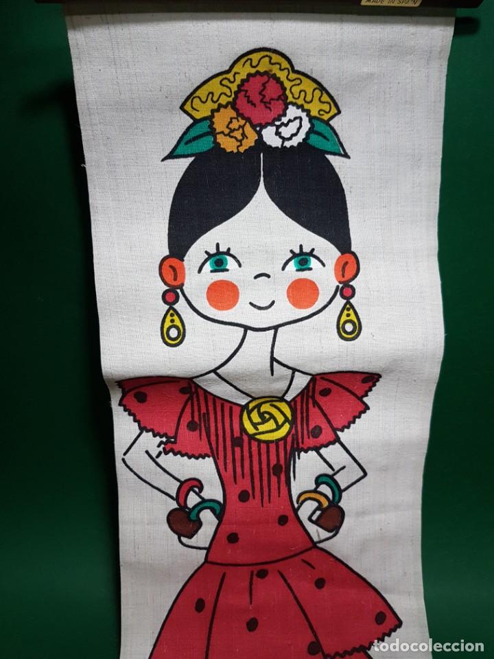 Vintage: CONSERVADA OLEOGRAFIA EN TELA FOLCL&Oacute;RICA A&Ntilde;OS 1980 MADE IN SPAIN