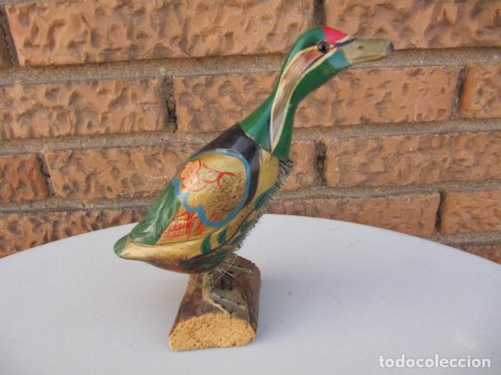 Vintage: PRECIOSO PATO CEPILLO DE MADERA PINTADO A&Ntilde;OS 50-MUY BONITO