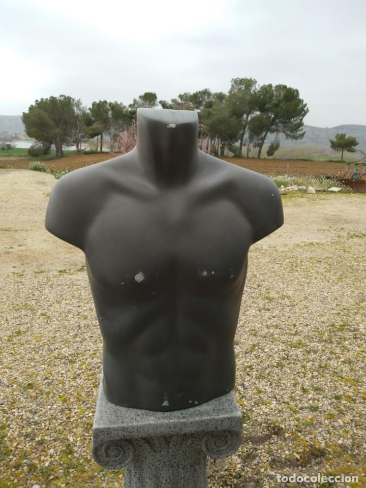 Vintage: Maniqu&iacute; hombre pl&aacute;stico rigido color gris - rozada - medida 58X50X23 cm.
