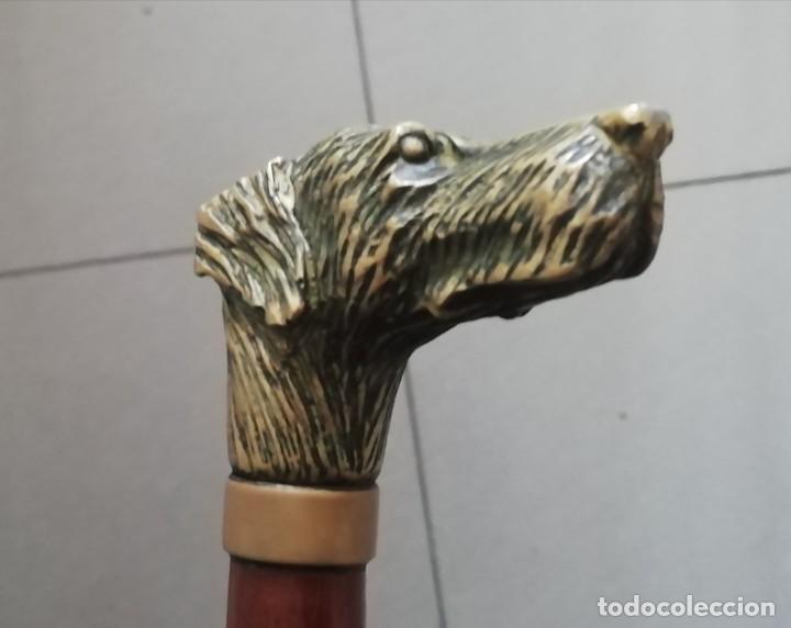 Vintage: Bast&oacute;n cabeza de perro bronce y caoba - Foto 3
