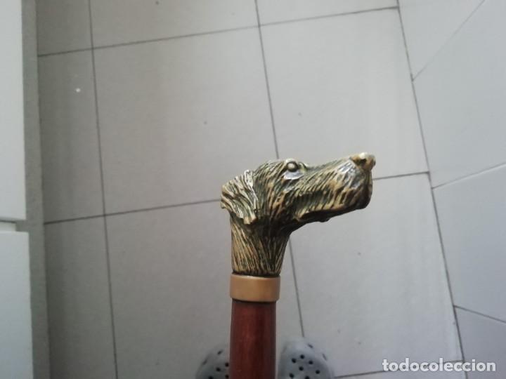 Vintage: Bast&oacute;n cabeza de perro bronce y caoba - Foto 4