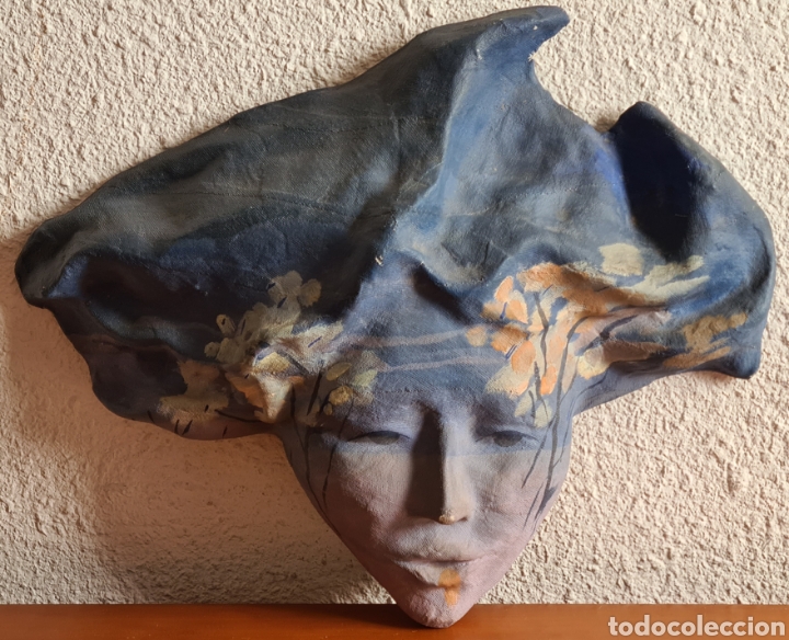 Vintage: M&aacute;scara Cabeza Mujer en Papel Mach&eacute; - a&ntilde;o 1983 - Decoraci&oacute;n Vintage Oriental