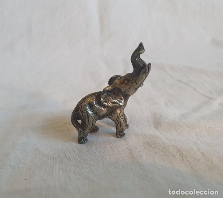 Vintage: Figurita de Metal Elefante * Amuleto de la buena Suerte * Fabricado en Espa&ntilde;a