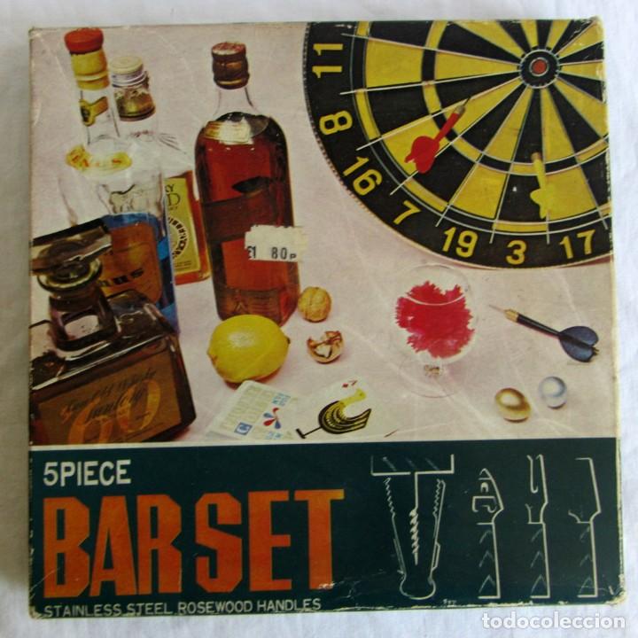 Vintage: Set de bar, 5 piezas, acero y madera - Foto 1