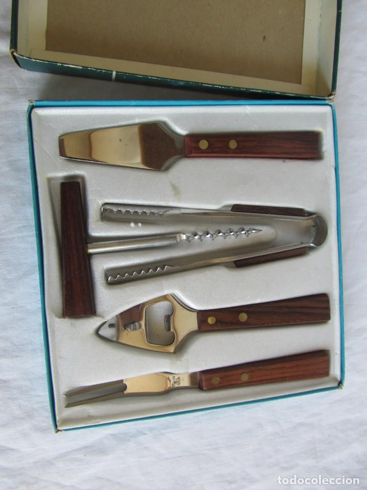 Vintage: Set de bar, 5 piezas, acero y madera - Foto 2