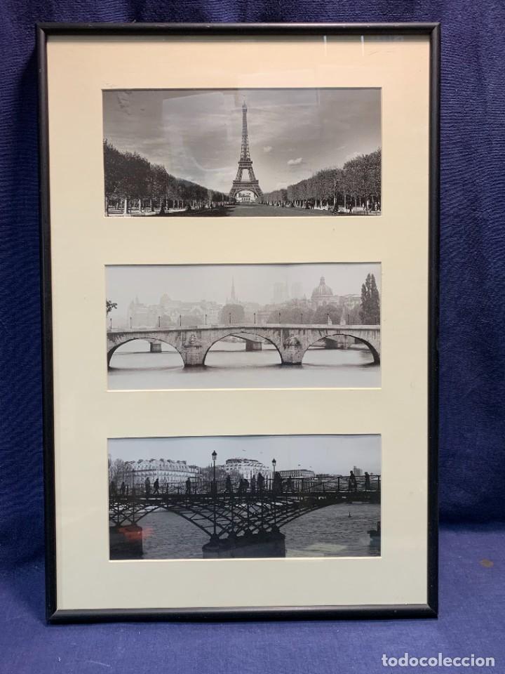 Vintage: TRES TARJETAS TIPO POSTAL PARIS DECORATIVAS VISTAS MARCO METAL NEGRO LACADO 52X35CMS
