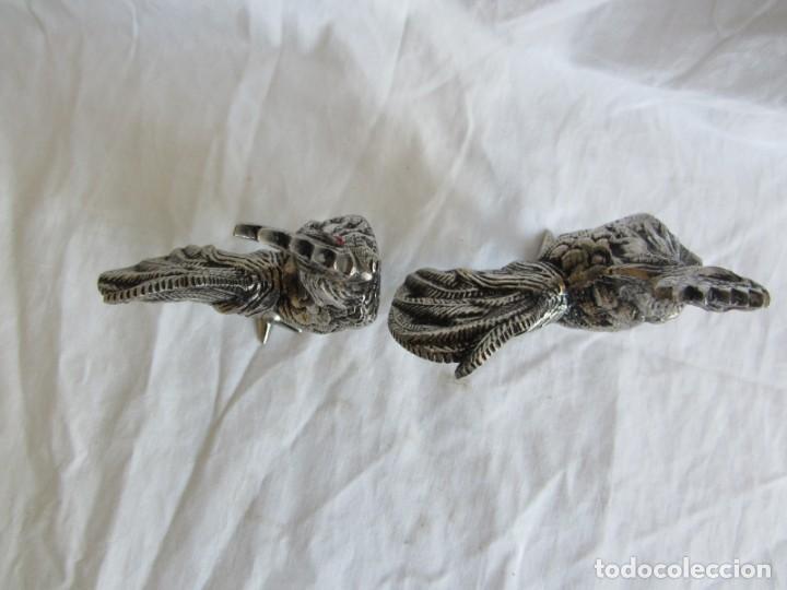 Vintage: Pareja de gallos en plomo plateado - Foto 5