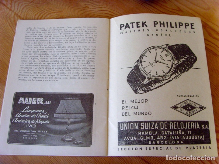 Vintage: Patek Philippe - GRAN TEATRO DEL LICEO - Programa Invierno A&ntilde;o 1955-1956 - Anuncio Patek Philippe
