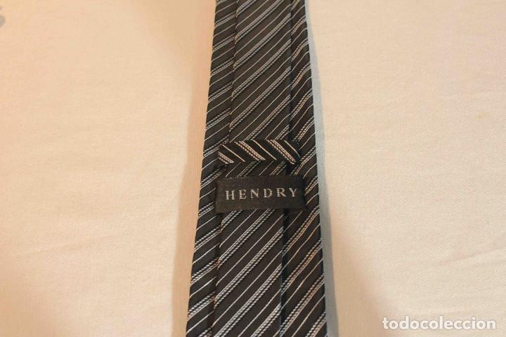 Vintage: CORBATA GEMELOS NEGRA RALLAS GRISES - Foto 5
