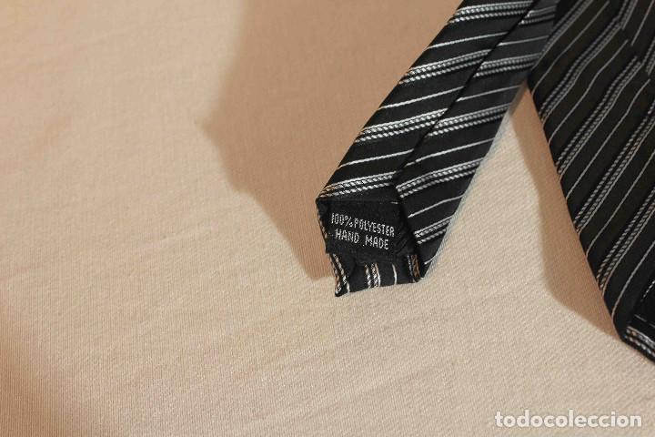 Vintage: CORBATA GEMELOS NEGRA RALLAS GRISES - Foto 6