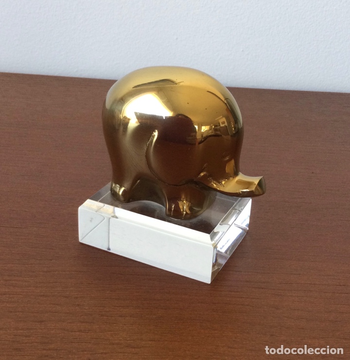 Vintage: Elefante dorado con peana - Foto 2