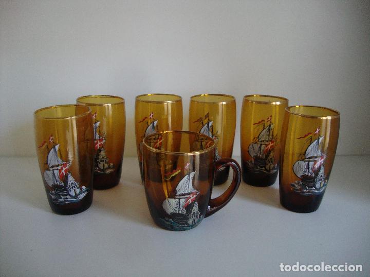 Vintage: LOTE 6 VASOS ALTOS 1 TAZA A&Ntilde;OS 70