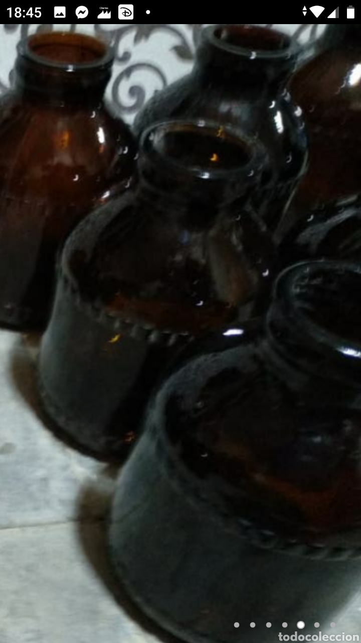 Vintage: 4 envases cristal marr&oacute;n oscuro - Foto 4