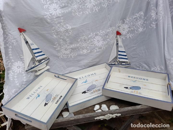 Vintage: 3 bandejas madera