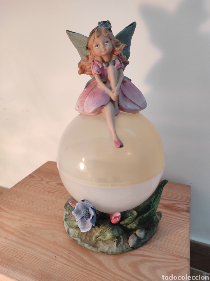 Vintage: Figura de decoraci&oacute;n, hada sobre bola, lampara 25cm