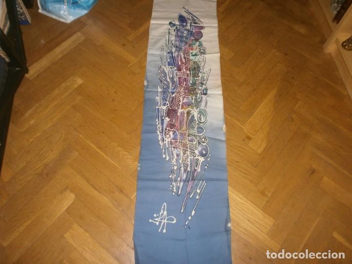 Vintage: Tela pintada algod&oacute;n batik. dibujo abstracto alargado grande 145 X 31 cm.