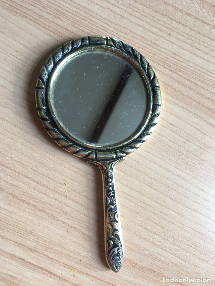 Vintage: Espejo mano de 11cm alto recuerdo peleter&iacute;a Ballart