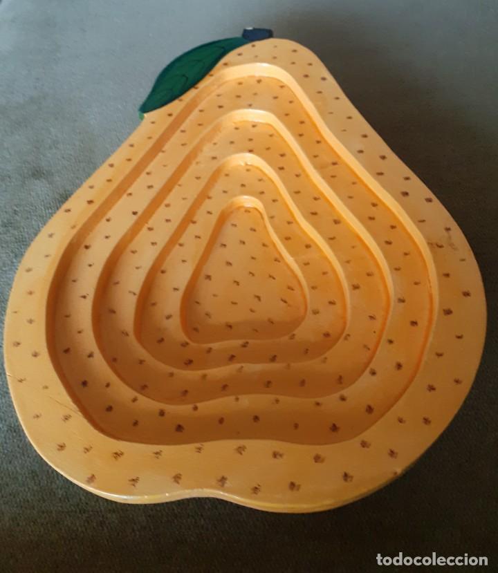 Vintage: Bandeja de madera pintada, en forma de pera - Foto 3